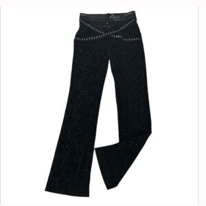 OUTCAST black zip up boot cut leggings with criss cross belted waist size medium